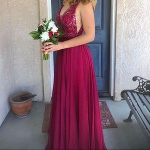 Sherri Hill Red A-line Prom Dress